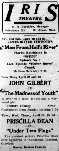 Clinton Theatre - APRIL 19 1923 AD